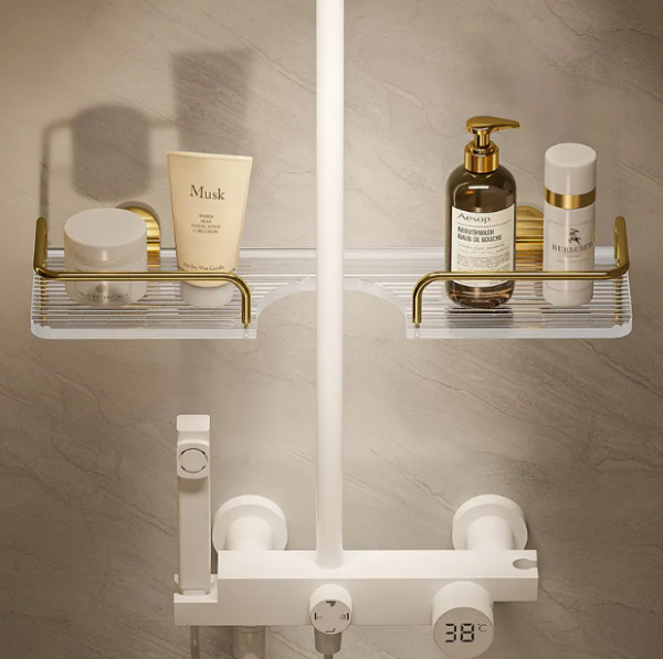 Gold Acrylic Cosmetics Shelf - Image 2