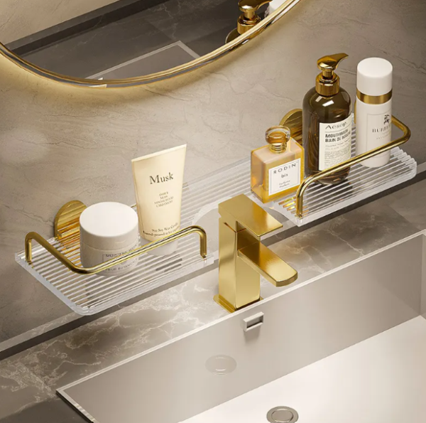 Gold Acrylic Cosmetics Shelf